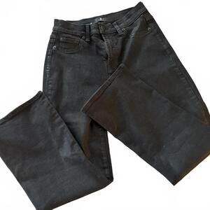 7 FOR ALL MANKIND Black CALIE STRAIGHT Coated Denim Womens SZ 26 Luxury Jeans‎